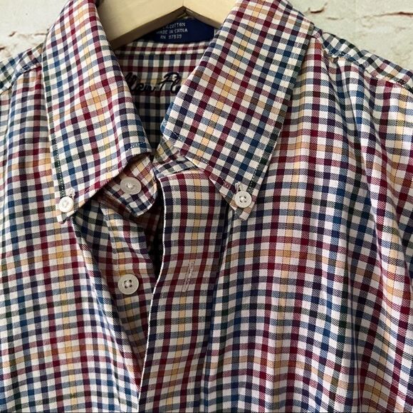 Alan Flusser mens plaid button down shirt - Picture 3 of 5